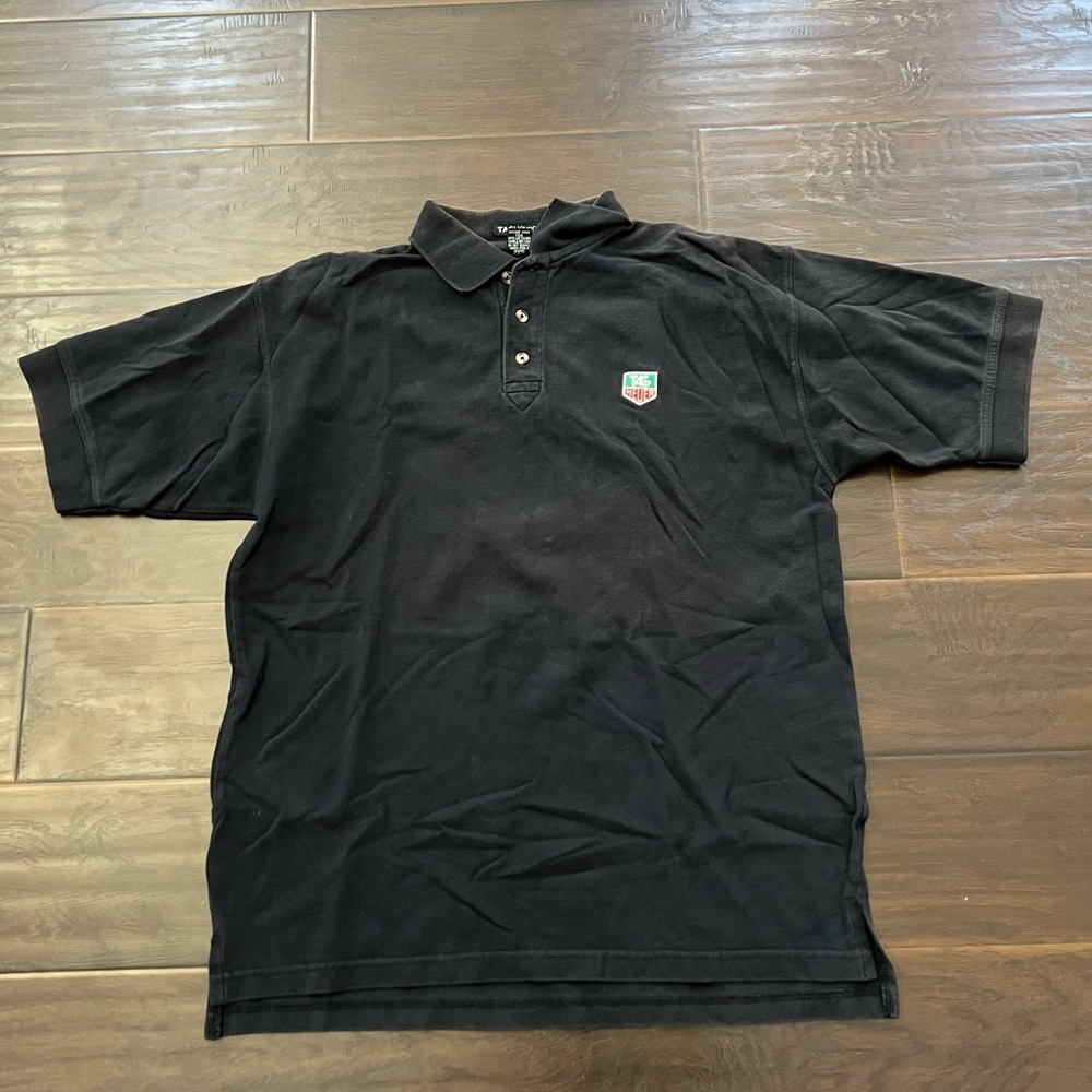 Tag Heuer Mens Black Short Sleeve Polo Shirt 100% Cotton Size L